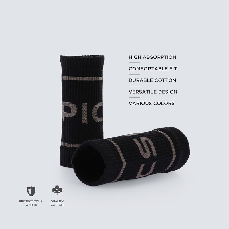 PICSIL - Cotton Sports Wristbands | Absorbent and Breathable | Ideal for Gym, Cross Training, Running and Tennis | Use with Grips | Unisex Design | - Image 2